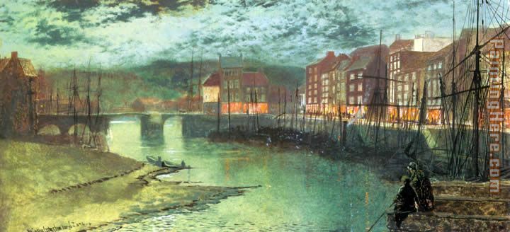 Whitby Docks painting - John Atkinson Grimshaw Whitby Docks art painting